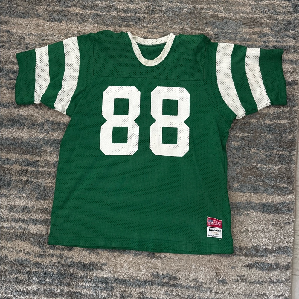 Green and White Mesh Jets Jersey with Number 88